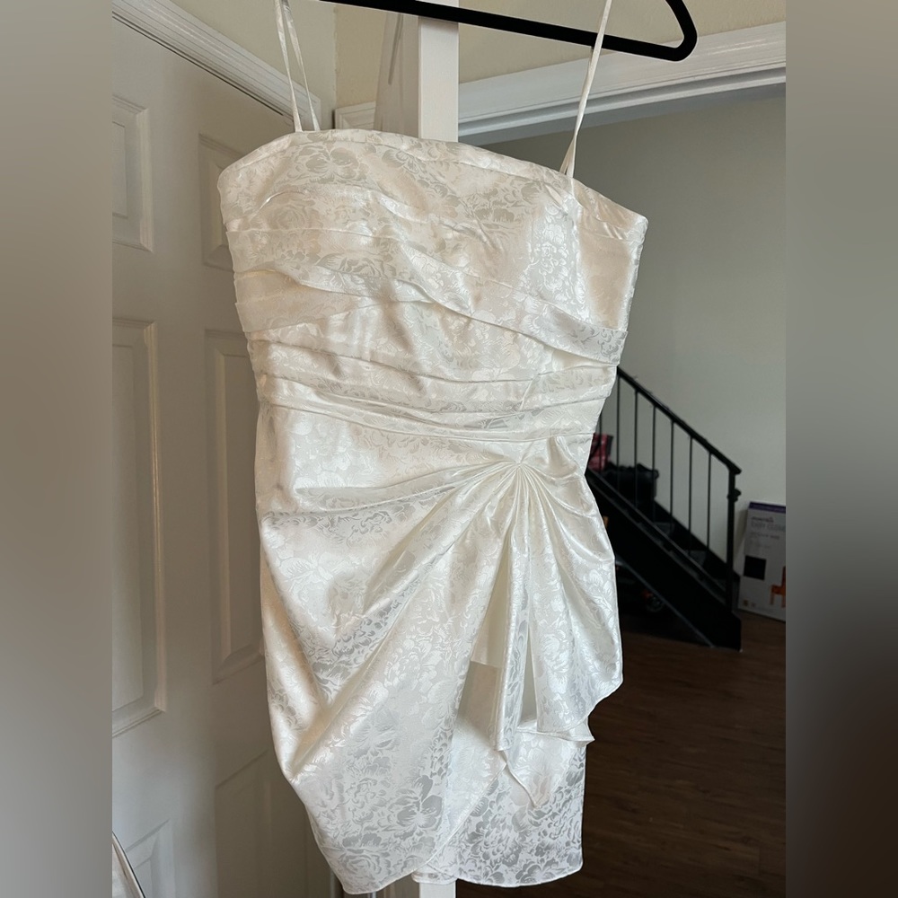 Ronny Kobo white patterned mini dress